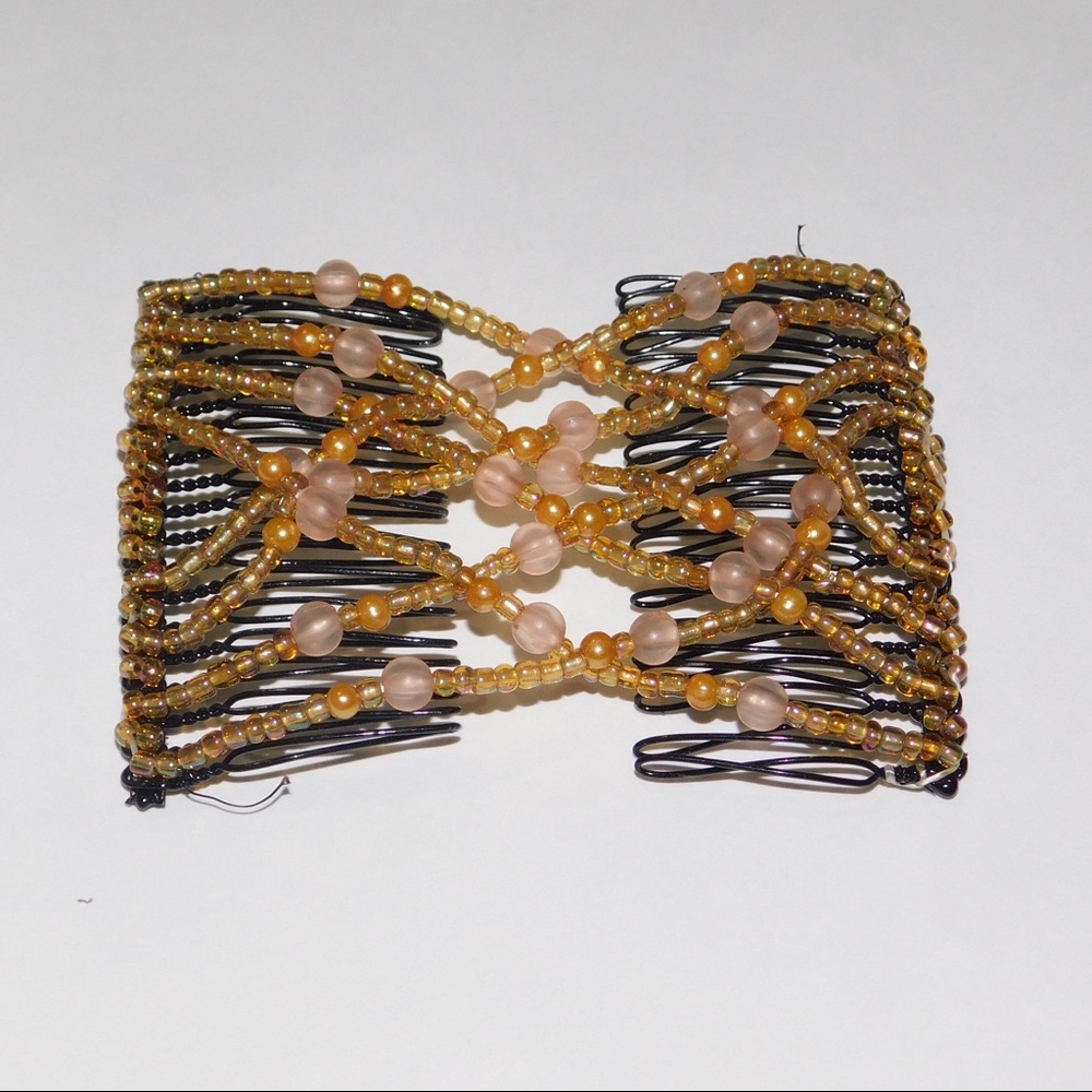 Cute gold and pink tone stretchy hair clip